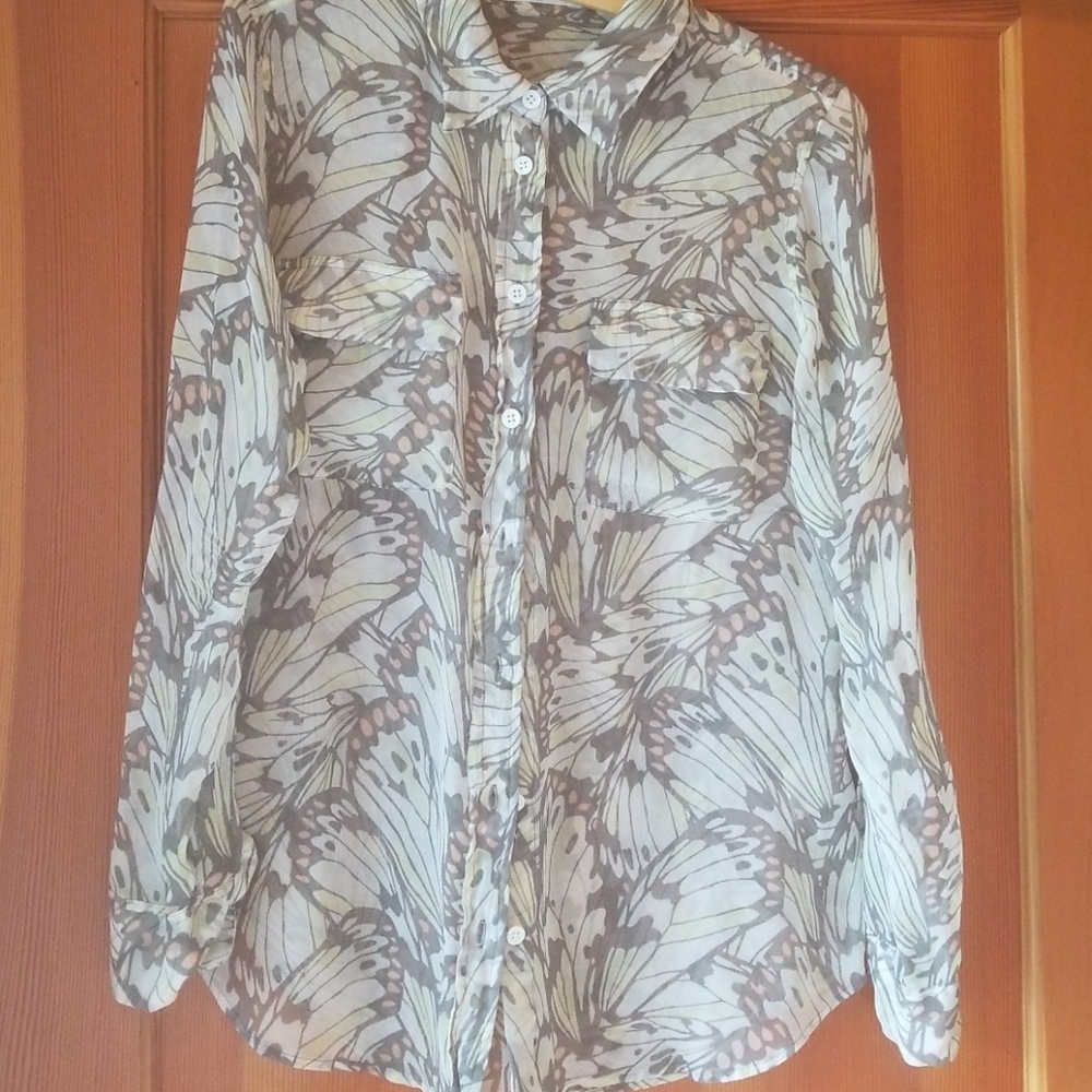 Equipment femme shear blouse shirt butterfly M